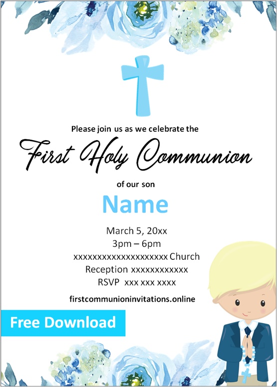 invitations for first holy communion boy