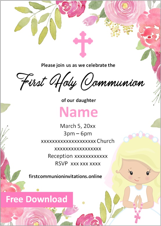 first communion invitations girl