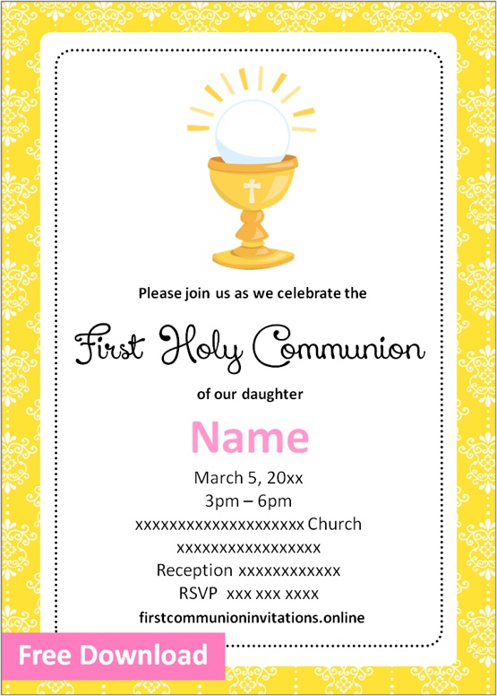 Free Printable First Communion Invitations Girl Templates First ...