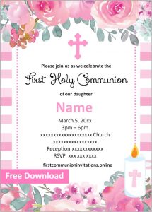 Free Printable First Communion Invitations Girl Templates First ...