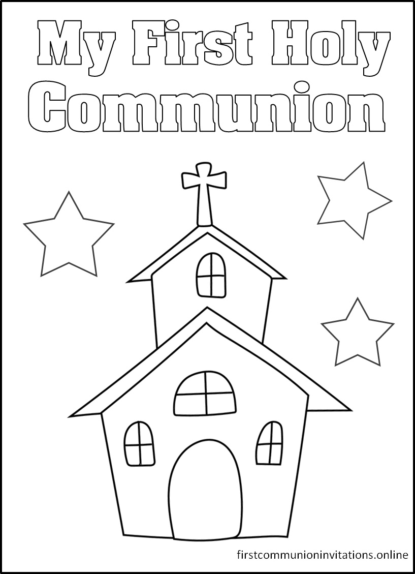 First Holy Communion Coloring Pages First Communion Invitations