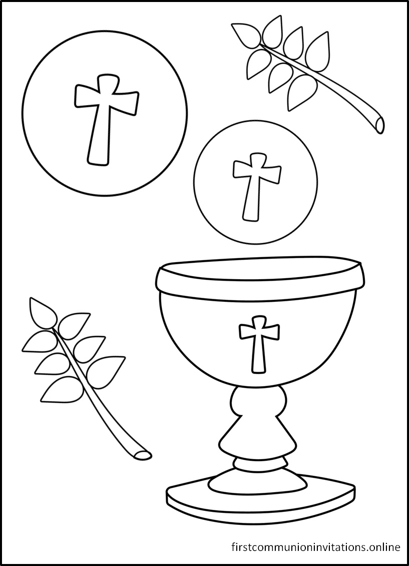 First Holy Communion Coloring Pages First Communion Invitations